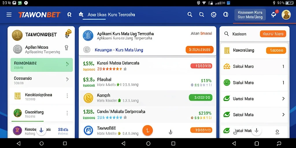 Tampilan antarmuka aplikasi TAWONBET yang informatif dan mudah digunakan.