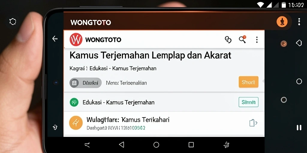 Antarmuka WONGTOTO yang intuitif untuk Kamus Terjemahan.